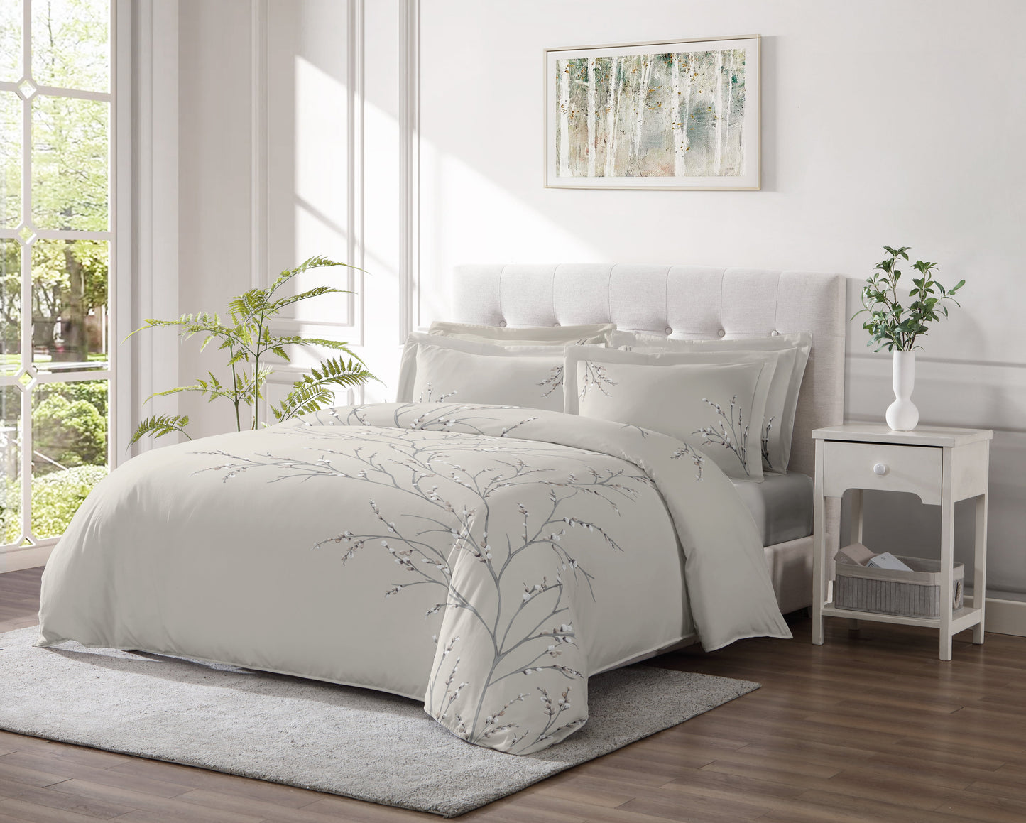 Linen Classique 300TC Willow Branches Taupe Duvet Set