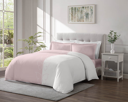 Linen Classique 320TC Butterfly Outline Pink Duvet Set