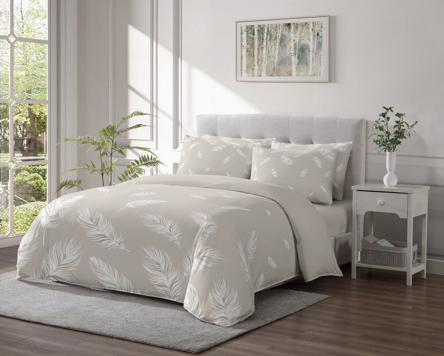 Linen Classique 300TC Feathers Taupe Duvet Set