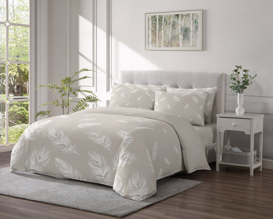 Linen Classique 300TC Feathers Taupe Duvet Set