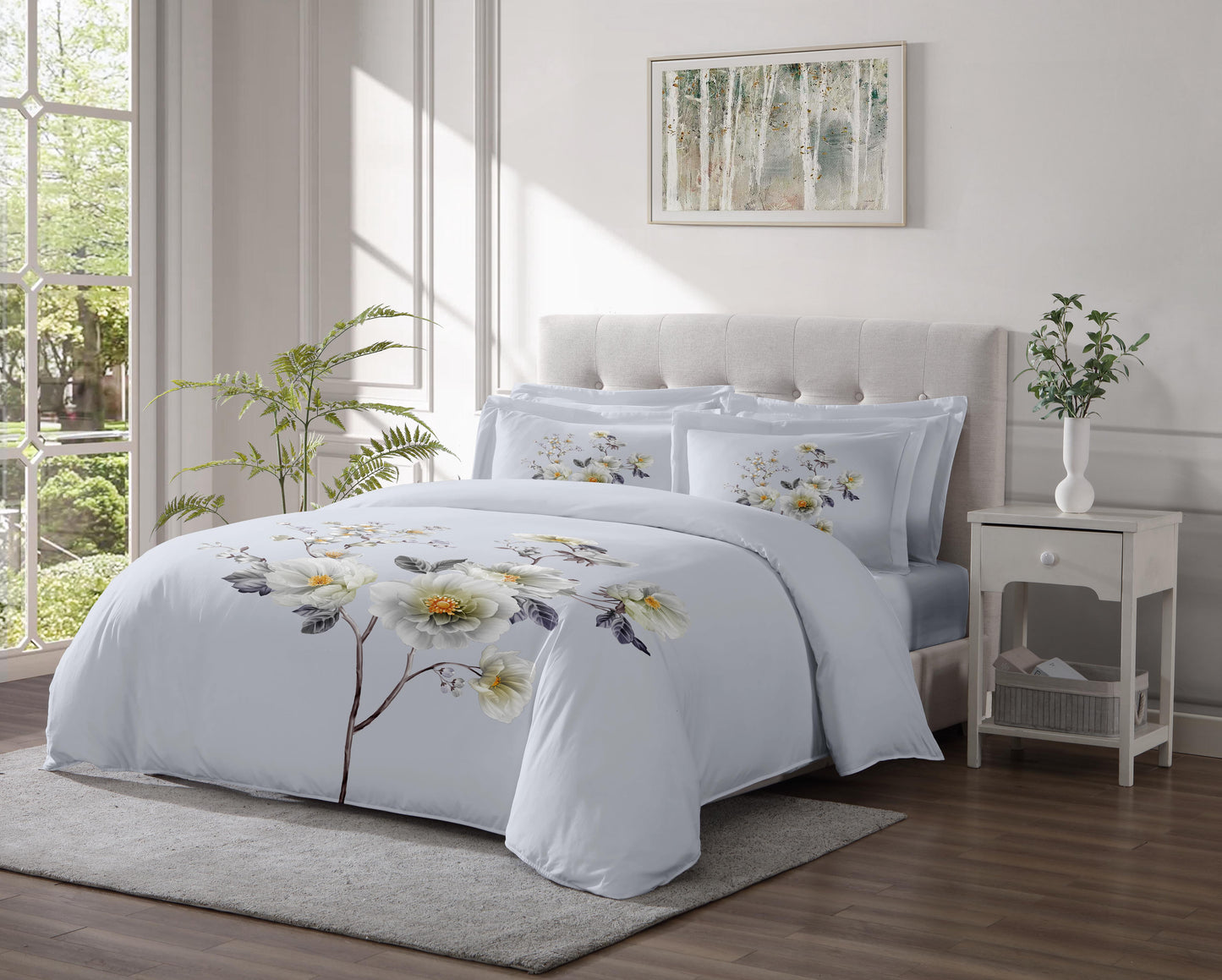 Linen Classique 320TC Flower Bunch Duvet Set