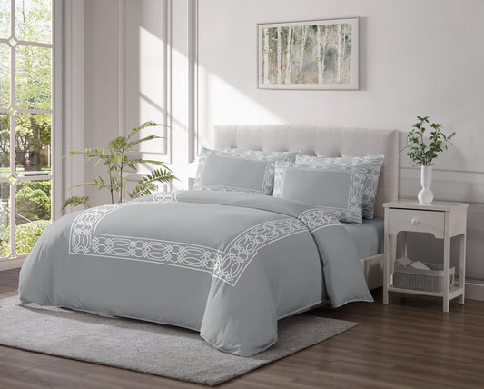 Linen Classique 320TC French Ironwork - Gray Duvet Set