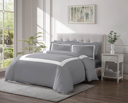 Linen Classique 320TC Hotel Style Grey Duvet Set