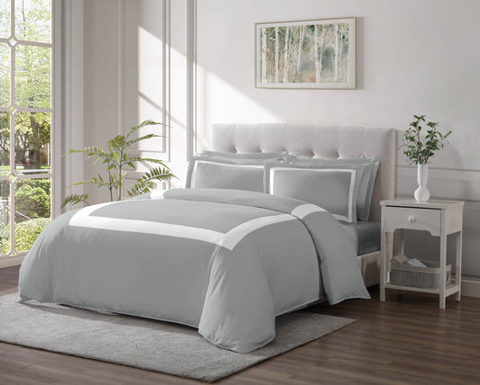 Linen Classique 320TC Hotel Style Light Grey Duvet Set