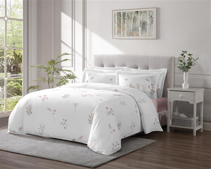 Linen Classique 300TC Wild Flowers White Duvet Set