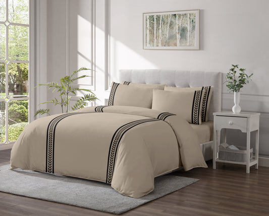 Linen Classique 320TC Laurel Leaf - Taupe Duvet Set