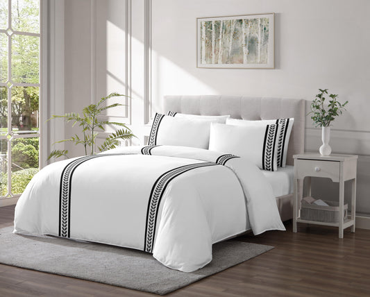 Linen Classique 320TC Laurel Leaf - White Duvet Set